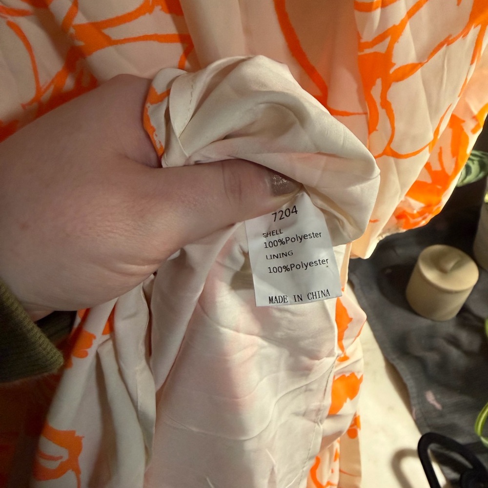 NWT BTFBM Floral Orange and Cream Midi Dress - Picture 3 of 4